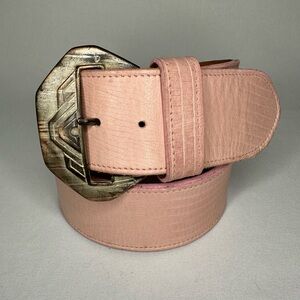 Dame Belt & Bags Pink Leather Dress Belt Decoratvie Buckle Women’s Size Small